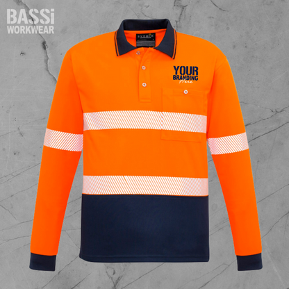 Unisex Hi Vis Segmented Tape Long Sleeve Polo