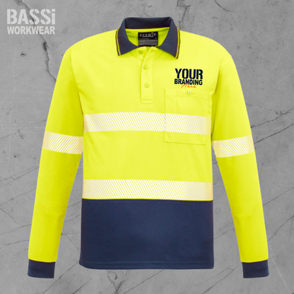 Unisex Hi Vis Segmented Tape Long Sleeve Polo