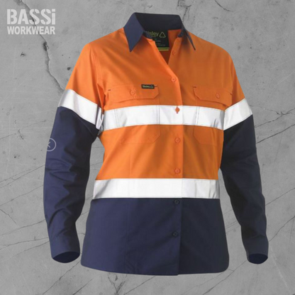 WOMEN'S TAPED TWO TONE HI VIS DRILL SHIRT