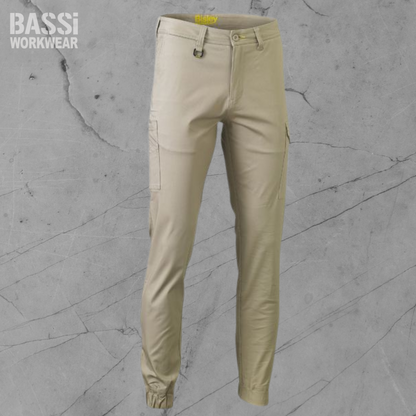 Stretch Cotton Drill Cargo Cuffed Pants