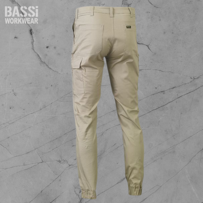 Stretch Cotton Drill Cargo Cuffed Pants