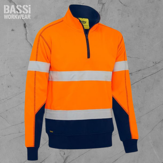 Taped Hi Vis 1/4 Zip Fleece Pullover With Sherpa Lining