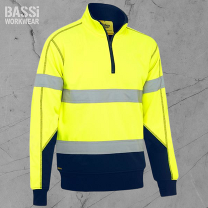 Taped Hi Vis 1/4 Zip Fleece Pullover With Sherpa Lining