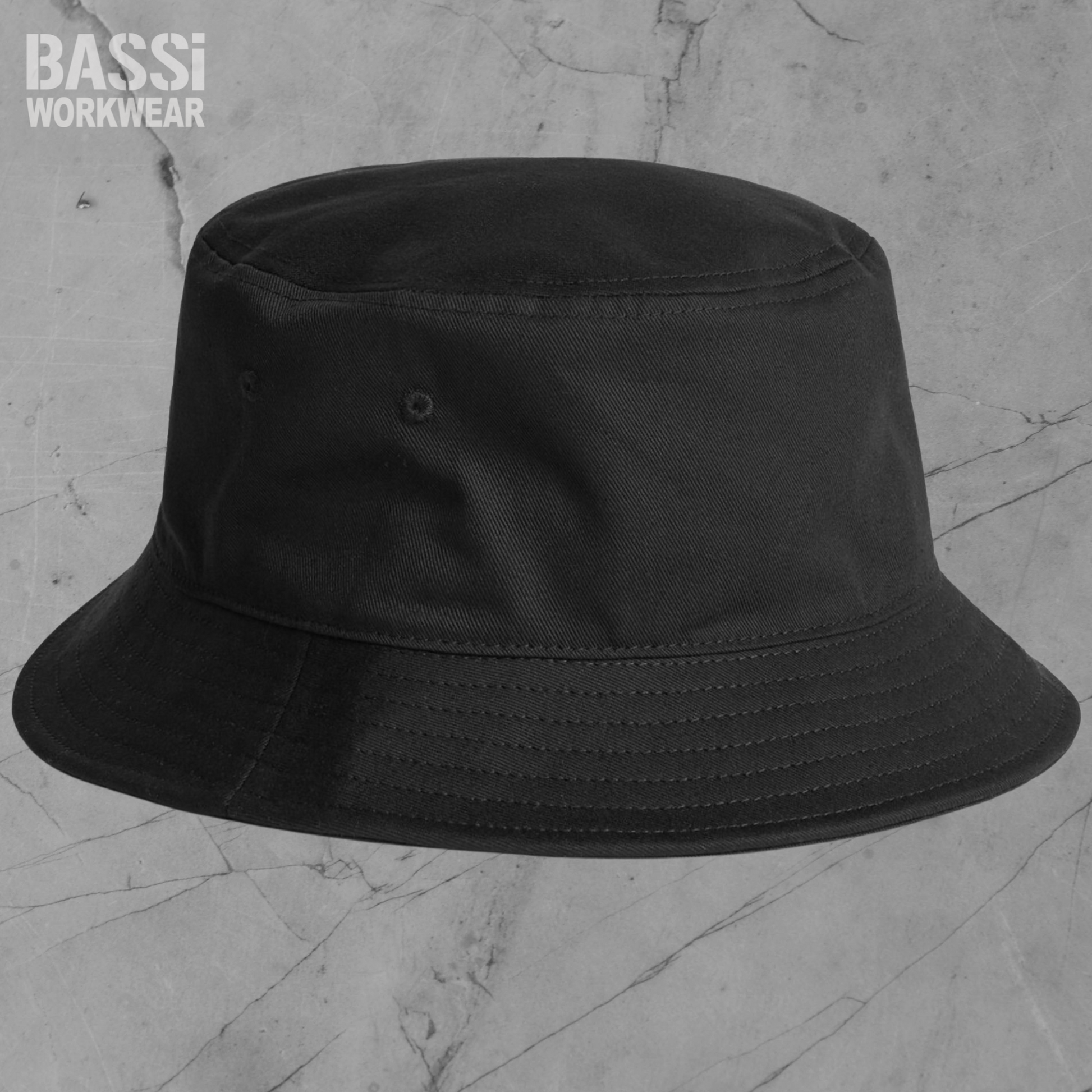 black bucket hat