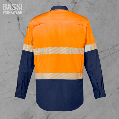 Mens Rugged Cooling Hi Vis Segmented Tape Long Sleeve Shirt