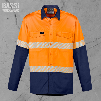 Mens Rugged Cooling Hi Vis Segmented Tape Long Sleeve Shirt