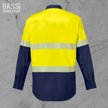 Mens Rugged Cooling Hi Vis Segmented Tape Long Sleeve Shirt