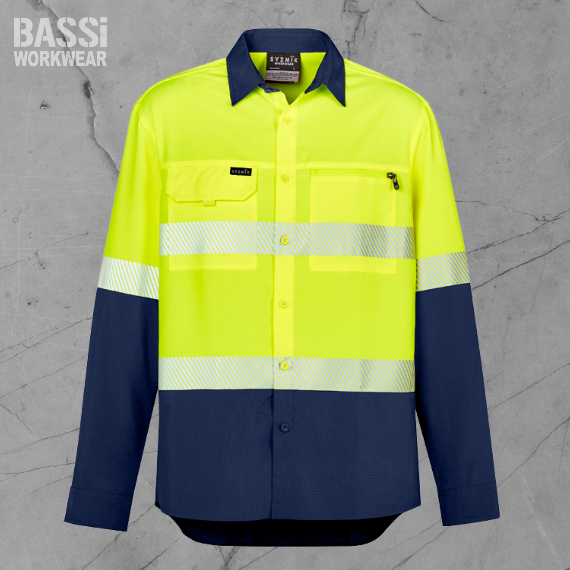 Mens Hi Vis Outdoor Segmented Tape Long Sleeve Shirt