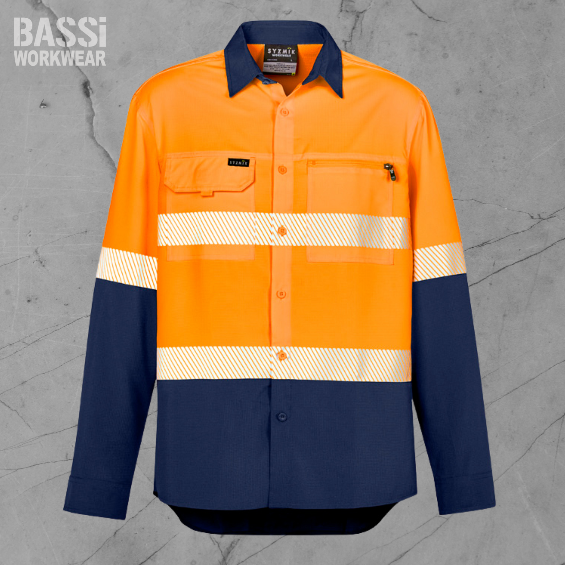 Mens Hi Vis Outdoor Segmented Tape Long Sleeve Shirt